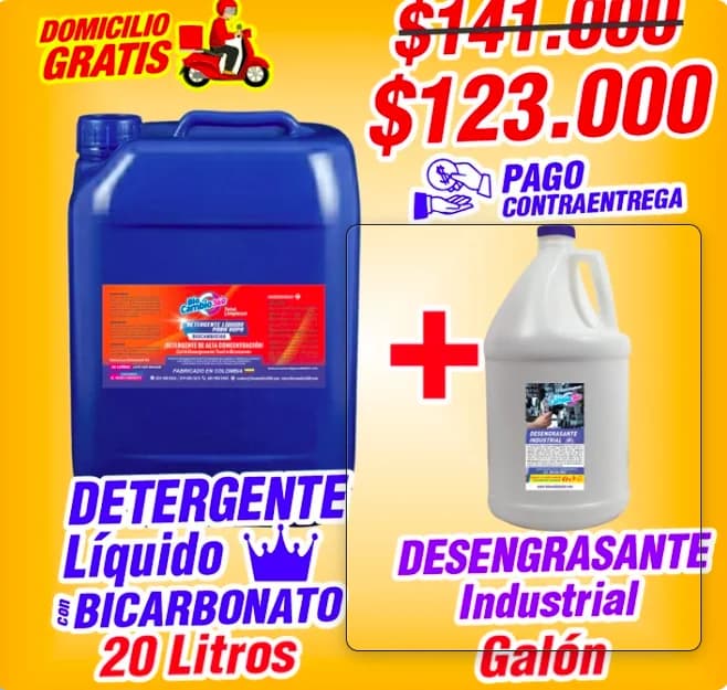 Combo Pro Detergente Ropa 20L + Desengrasante Industrial 1 Galón COMBO