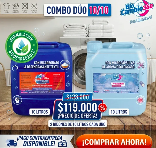 Combo Dúo 10L/10L (Detergente Ropa + Desengrasante Textil)
